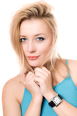 Image showing Closeup portrait of pretty young blonde