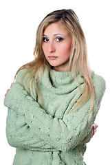 Image showing Young woman in sweater