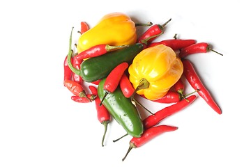 Image showing chillies from above