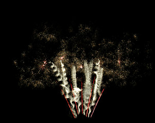 Image showing Twirling Fireworks from ground to sky