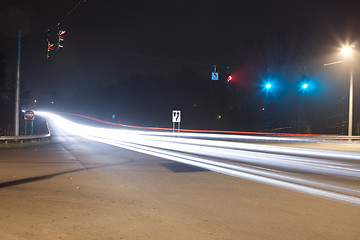 Image showing Abstract Light Trails from Cars