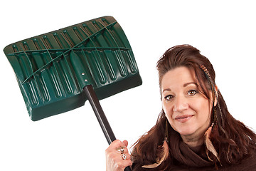 Image showing Woman Holding Her Snow Shovel