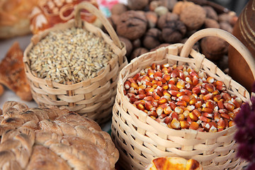 Image showing Basket with wheat and maize