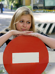 Image showing Blond girl on the street