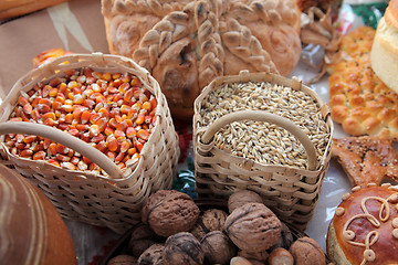 Image showing Basket with wheat and maize