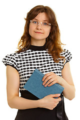 Image showing Woman - adult student with a book on white background