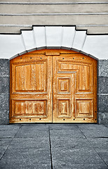 Image showing Large old wooden door