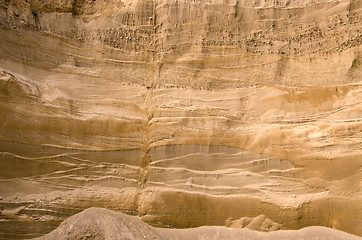 Image showing Geological layers of earth in deep sand pit 