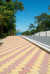 Image showing Road and colourful pavement