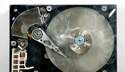 Image showing Hard disk drive with smoke
