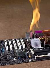 Image showing burning computer mainboard