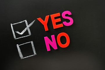 Image showing Yes or no check boxes