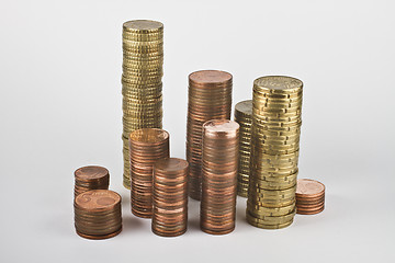 Image showing stacks of euro coins