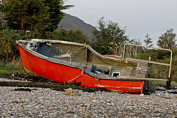 Image showing read boat at coast