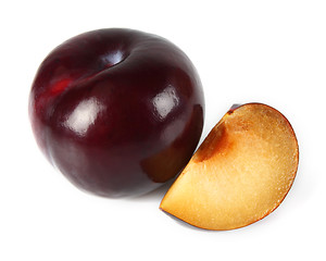 Image showing Ripe plum with slice