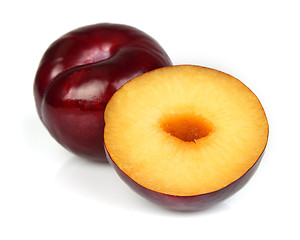 Image showing Sweet plum with half of plum