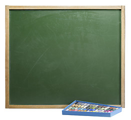 Image showing blackboard edge and crayons