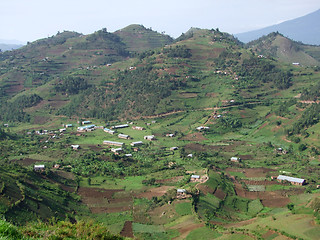 Image showing aerial view around Virunga Mountains in Uganda