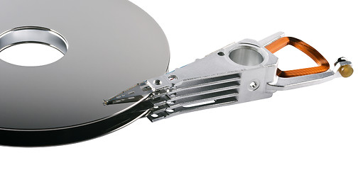 Image showing hard disk platter and actuator arm