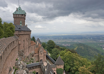 Image showing Haut-Koenigsbourg Castle in stormy ambiance