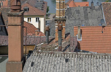 Image showing rsunny illuminated roof scenery in Miltenberg