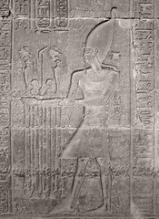 Image showing ancient stone relief showing Pharao