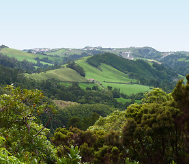 Image showing hilly panoramic view at the Azores