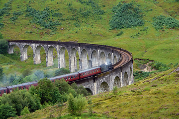 Image showing Glenfinnan Viaduct with steam train