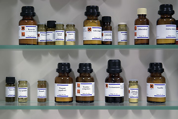 Image showing chemicals in glass bottles