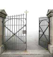 Image showing open wrought-iron gate