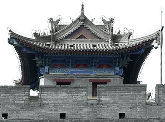 Image showing city wall building in Xian