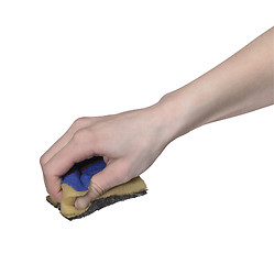 Image showing hand scrubbing with a sponge