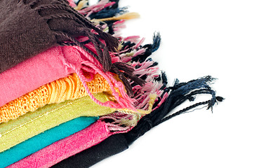 Image showing Pile of colorful scarves