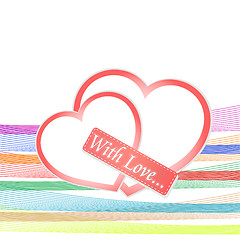 Image showing romantic vector background with two red hearts