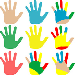 Image showing Vector illustration hands multicolored set isolated on white