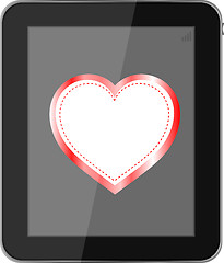 Image showing tablet pc on white background love valentine heart