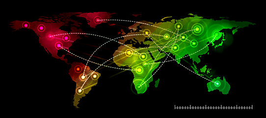 Image showing Illustration world map. Concept communication.