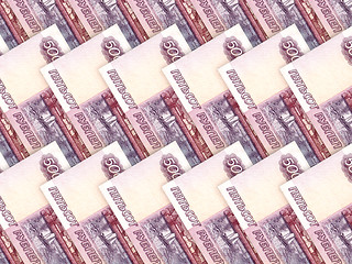 Image showing Background of money pile 500 russian rouble bills