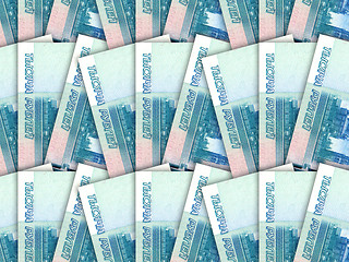 Image showing Background of money pile 1000 russian rouble bills