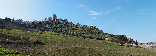 Image showing Ruins of medieval castle on the hill in Sicily, Italy