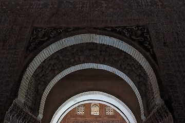 Image showing Arched doorway in Alhambra palace in Granada, Spain