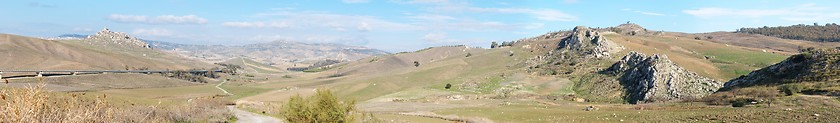 Image showing Rural landscape in central Sicily, Italy, in the morning