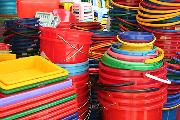 Image showing Colorful buckets