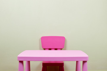 Image showing Kids desk and chair against the wall