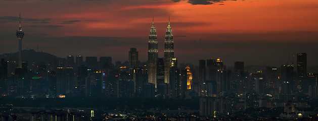 Image showing Kuala Lumpur Skyline at Sunset Panorma