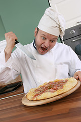 Image showing Chef and pizza