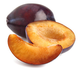 Image showing Fresh plum with slice