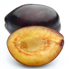 Image showing Sweet plum with half of plum