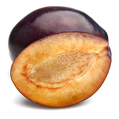 Image showing Sweet plum with half of plum