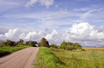 Image showing Rural gravel road and house in distance 